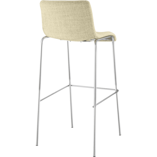 Taburete de bar Hover de tela con base de cuatro patas Crema 48X43X100 cm