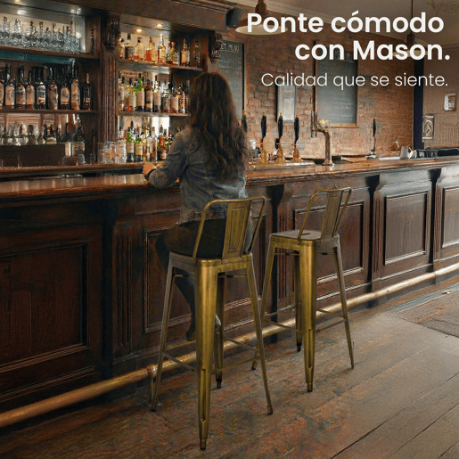 Taburete de bar de metal Mason Dorado 43X44X96 cm
