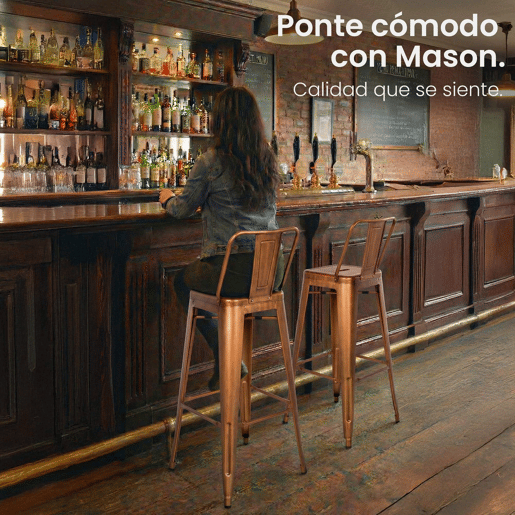 Taburete de bar de metal Mason Cobre 43X44X96 cm