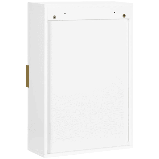 kleankin Armário Casa de Banho de Parede Moderno com 1 Puxador de Aço e Prateleiras Ajustáveis 40x15x60 cm Branco