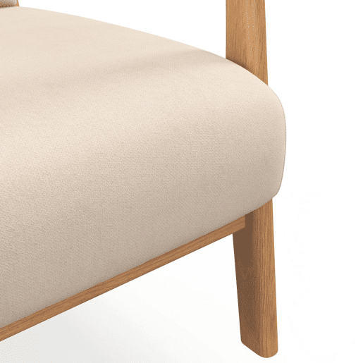 HOMCOM Poltrona Sala de Estar Nórdica Poltrona Individual Acolchoada com Apoio para os Braços e Estrutura de Madeira de Borracha para Dormitório Carga 120 kg 61x78x76 cm Bege