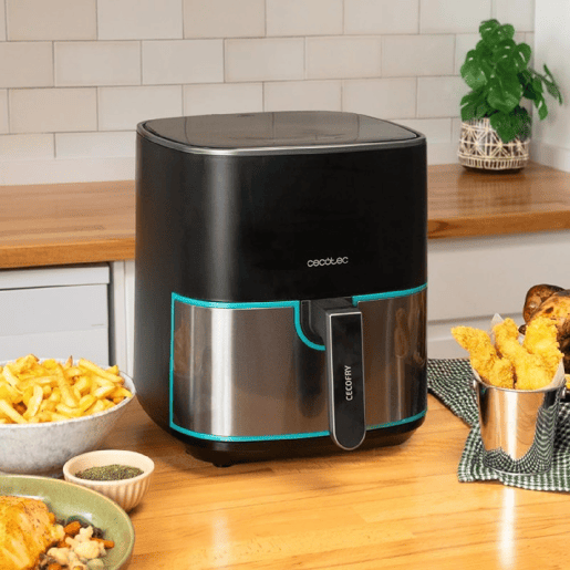 Cecotec Fritadeira dietética digital de 1500 W, 5,5 l de capacidade, acabamentos em aço inoxidável e pacote de acessórios.