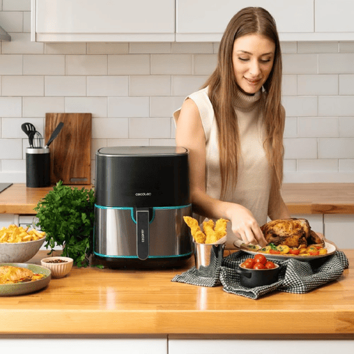 Cecotec Fritadeira dietética digital de 1500 W, 5,5 l de capacidade, acabamentos em aço inoxidável e pacote de acessórios.