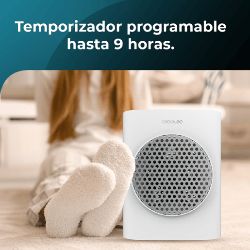 Cecotec Aquecedor cerâmico de mesa com 1500 W, ecrã digital, termóstato ajustável e 3 modos de funcionamento.