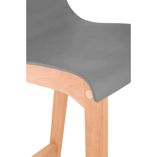 Juego de 2 taburetes de bar Hover Asiento de plástico Base de cuatro patas Natura Madera Gris 46X41X102 cm