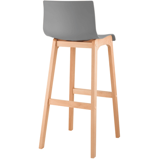 Juego de 2 taburetes de bar Hover Asiento de plástico Base de cuatro patas Natura Madera Gris 46X41X102 cm