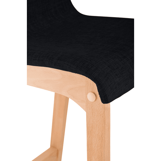 Juego de 2 taburetes de bar Hover, asiento de tela, patas de madera de haya natural Negro 46X41X102 cm