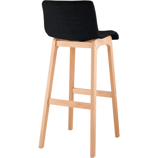 Juego de 2 taburetes de bar Hover, asiento de tela, patas de madera de haya natural Negro 46X41X102 cm