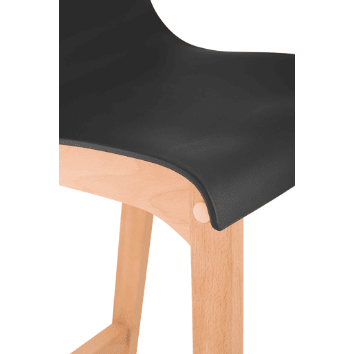 Juego de 2 taburetes de bar Hover Asiento de plástico Base de cuatro patas Natura Madera Negro 46X41X102 cm