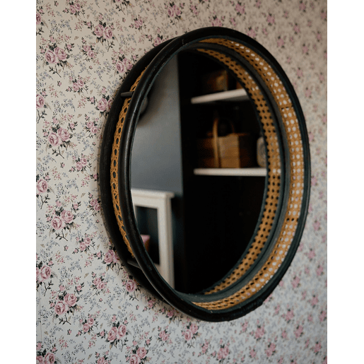 Espelho DAKSA 60 cm 60 cm Rattan Preto