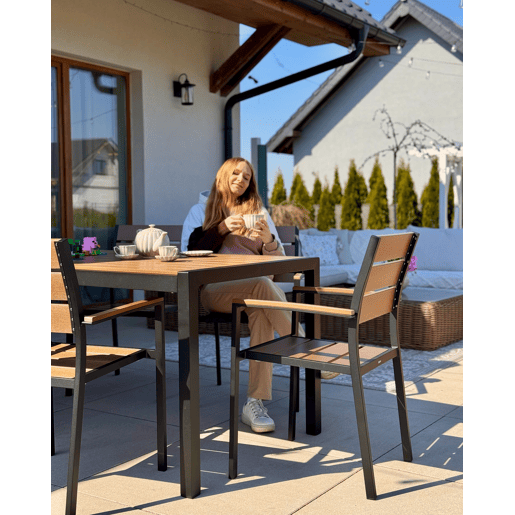 Mesa de refeição de jardim VERNIO 180 cm 90 cm Metal CastanhoPreto