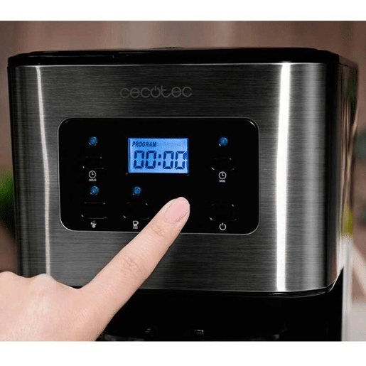 Cecotec Máquina de café de filtro, para 12 chávenas, com acabamentos em aço inoxidável e intensificador de aroma.