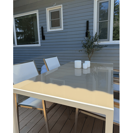 Mesa de refeição de jardim CATANIA 160 cm 91 cm Vidro Creme