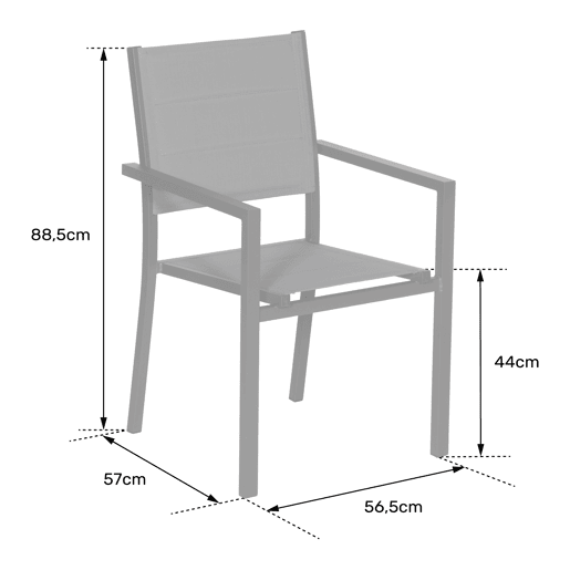 Juego de 4 sillas tapizadas de aluminio antracita - textileno gris Juego de 4 sillas tapizadas de aluminio antracita - textileno gris