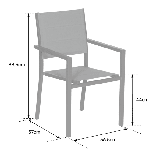 Juego de 6 sillas tapizadas de aluminio antracita - textileno gris Juego de 6 sillas tapizadas de aluminio antracita - textileno gris