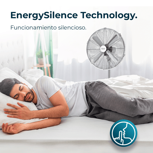 Cecotec Ventoinha de pé com 50 W e acabamento cromado, 16 polegadas, 3 velocidades, oscilação, silencioso, altura ajustável, 4 pás e máxima segurança.