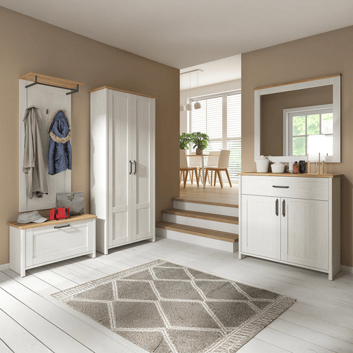 Cômoda 2 portas 1 gaveta Aksel Branco e Madeira