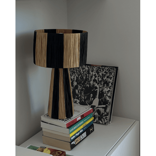 Candeeiro de mesa WELMEL Vime CastanhoPreto