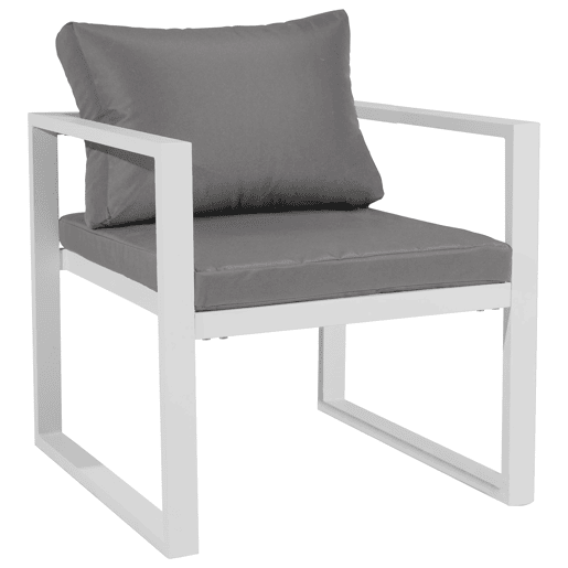 Conjunto de jardín ajustable IBIZA tela gris 7 plazas - aluminio blanco