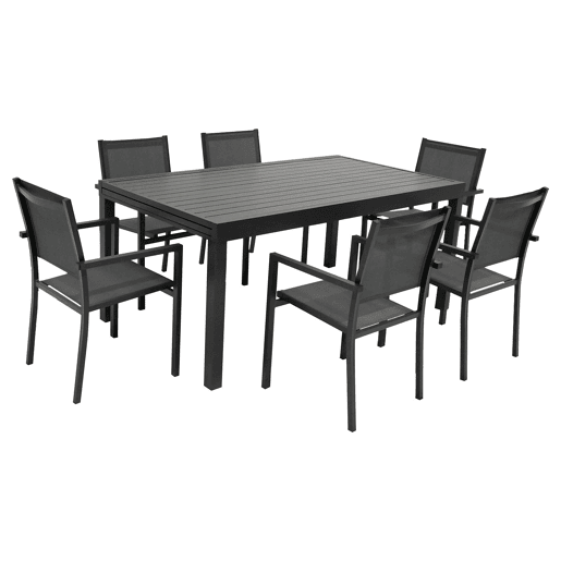 Conjunto de jardín extensible VENEZIA 180-300 en textileno gris 10 plazas - aluminio antracita