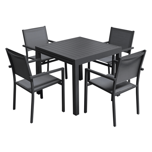 Conjunto de jardín extensible VENEZIA 90-180 en textileno gris 8 plazas - aluminio antracita