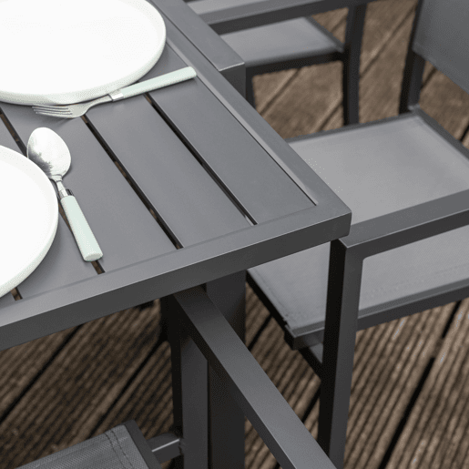 Conjunto de jardín extensible VENEZIA 90-180 en textileno gris 8 plazas - aluminio antracita