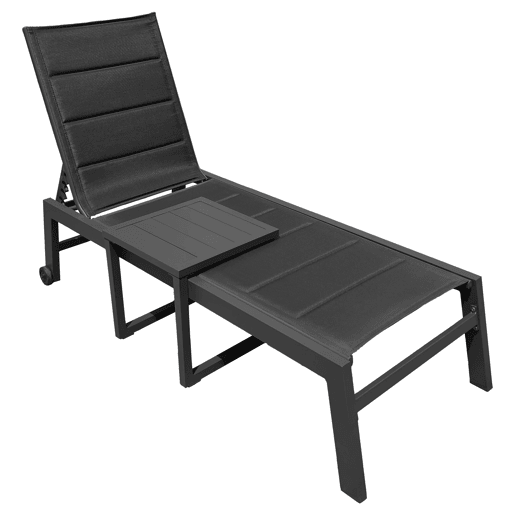 BARBADOS espreguiçadeira e mesa lateral em textileno preto - alumínio cinzento antracite BARBADOS espreguiçadeira e mesa lateral em textileno preto - alumínio cinzento antracite