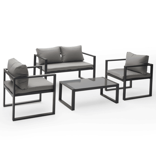 Conjunto de jardín IBIZA tela gris 4 plazas - aluminio antracita