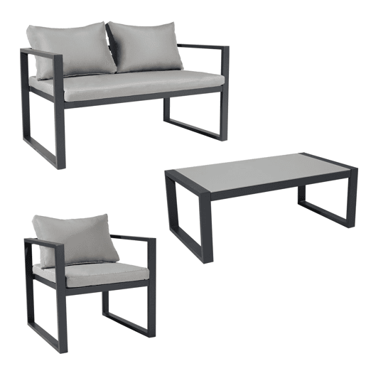 Conjunto de jardín IBIZA tela gris 4 plazas - aluminio antracita