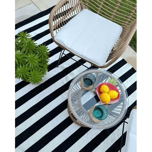 Tapete de exterior TAVAS PretoBranco 80 x 150 cm