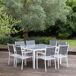 Conjunto de muebles de jardín CAGLIARI de 8 plazas en textileno y aluminio Conjunto de muebles de jardín CAGLIARI de 8 plazas en textileno y aluminio Blanco/ Gris