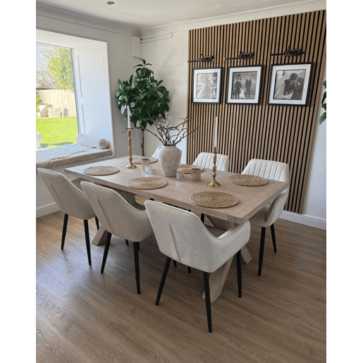Conjunto de 2 cadeiras de jantar WELLSTON Veludo Branco creme