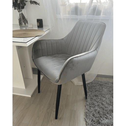 Conjunto de 2 cadeiras de jantar WELLSTON Veludo Cinzento escuro