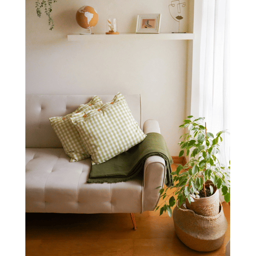 Almofada decorativa TALYA 45 x 45 cm Verde-oliva Quadriculado