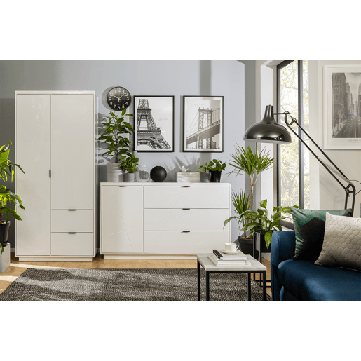 Armário Sven de 2 portas e 2 gavetas Branco