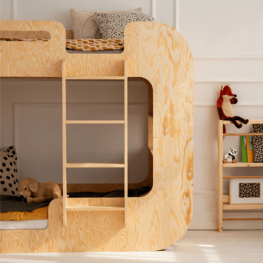 Beliche 90x190 escada direita inclusa base Nadège Bois