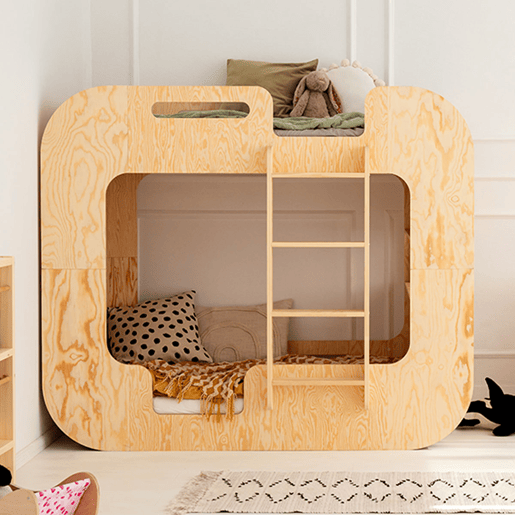 Beliche 90x190 escada direita inclusa base Nadège Bois