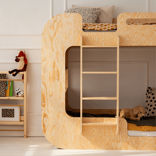 Beliche 90x190 escada à esquerda inclusa base Nadège Bois