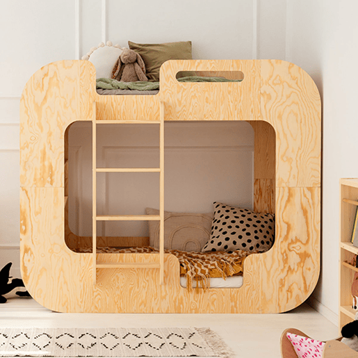 Beliche 90x190 escada à esquerda inclusa base Nadège Bois