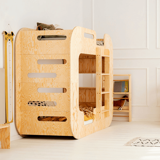 Beliche 90x200 escada direita inclusa base Nadège Bois