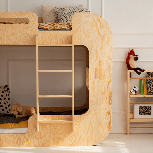 Beliche 90x200 escada direita inclusa base Nadège Bois