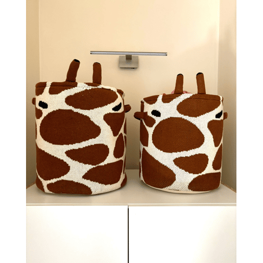 Conjunto de 2 cestos infantis Girafa POMANG Algodão Castanho