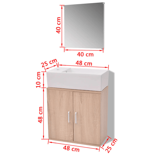 vidaXL Móveis casa de banho 3 pçs e conjunto de bacia bege