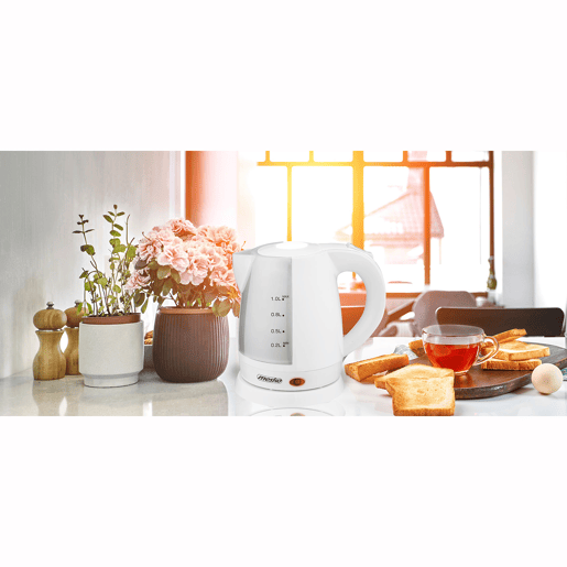 Mesko MS1276 Chaleira Eléctrica de Água 1 L sem BPA, sem Fio, Desligamento Automático, Filtro Anti-Calcário, 1600, Branco
