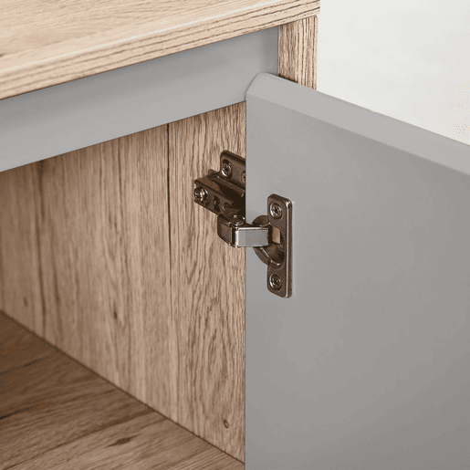 HOMCOM Móvel para Lavatório Casa de Banho Móvel Casa de Banho com Porta Dupla e Prateleira Ajustável Carga 50kg 60x30x59,8 cm Carvalho e Cinza