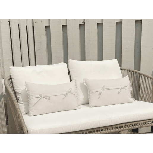 Conjunto de 2 almofadas decorativas SASSAFRAS Linho 30 x 45 cm Branco creme Sólido