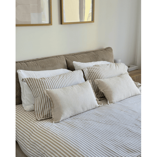 Conjunto de 2 almofadas decorativas SASSAFRAS Linho 30 x 45 cm Branco creme Sólido