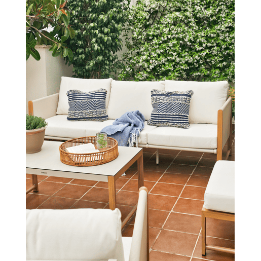 Conjunto de 2 almofadas decorativas DEWBERRY Algodão 45 x 45 cm Azul Padrão geométrico