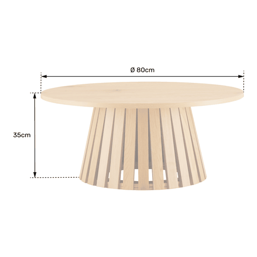 Mesa de centro redonda 80cm estilo escandinavo de madera LIV Mesa de centro redonda 80cm estilo escandinavo de madera LIV