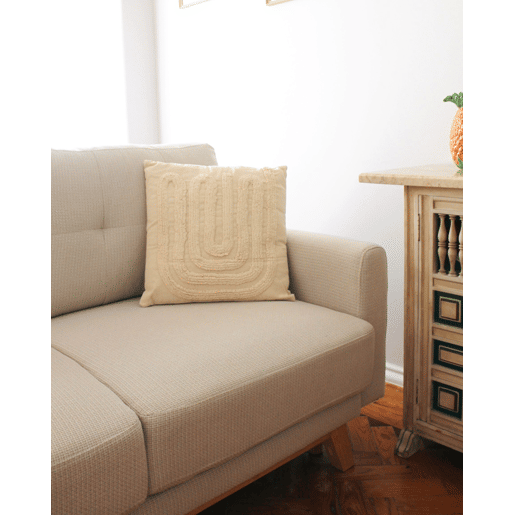 Conjunto de 2 almofadas decorativas TATSOI Algodão 45 x 45 cm Creme Padrão geométrico